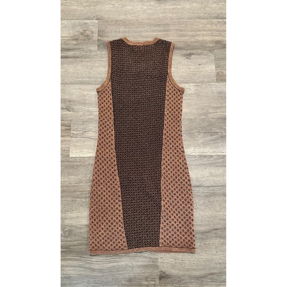 Rag & Bone Womens XS Amanda Metallic Dress Knit Sleeveless Sheath Copper Black - Picture 3 of 9